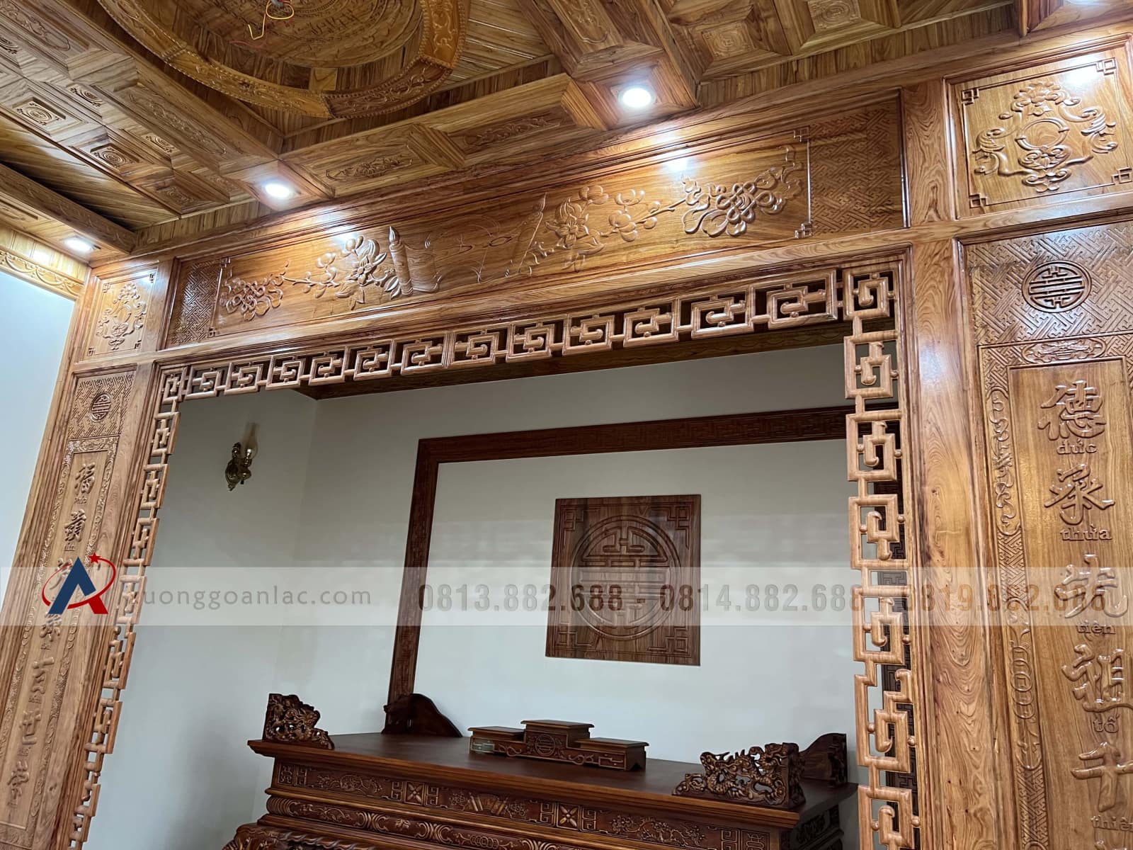 Sập thờ Tứ Linh chân 25 gỗ gõ đỏ giao Bắc Giang 22 Sập thờ Tứ Linh chân 25 gỗ gõ đỏ giao Bắc Giang - Ảnh 22