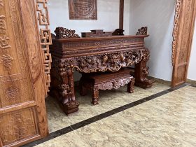 Sập thờ Tứ Linh chân 25 gỗ gõ đỏ giao Bắc Giang 56 Sap tho tu linh go go do sieu pham 23