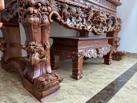 Sập thờ Tứ Linh chân 25 gỗ gõ đỏ giao Bắc Giang 57 Sap tho tu linh go go do sieu pham 24