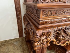 Sập thờ Tứ Linh chân 25 gỗ gõ đỏ giao Bắc Giang 59 Sap tho tu linh go go do sieu pham 26