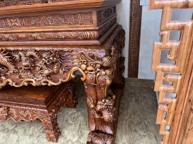 Sập thờ Tứ Linh chân 25 gỗ gõ đỏ giao Bắc Giang 61 Sap tho tu linh go go do sieu pham 28