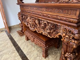Sập thờ Tứ Linh chân 25 gỗ gõ đỏ giao Bắc Giang 62 sập thờ gỗ gõ đỏ