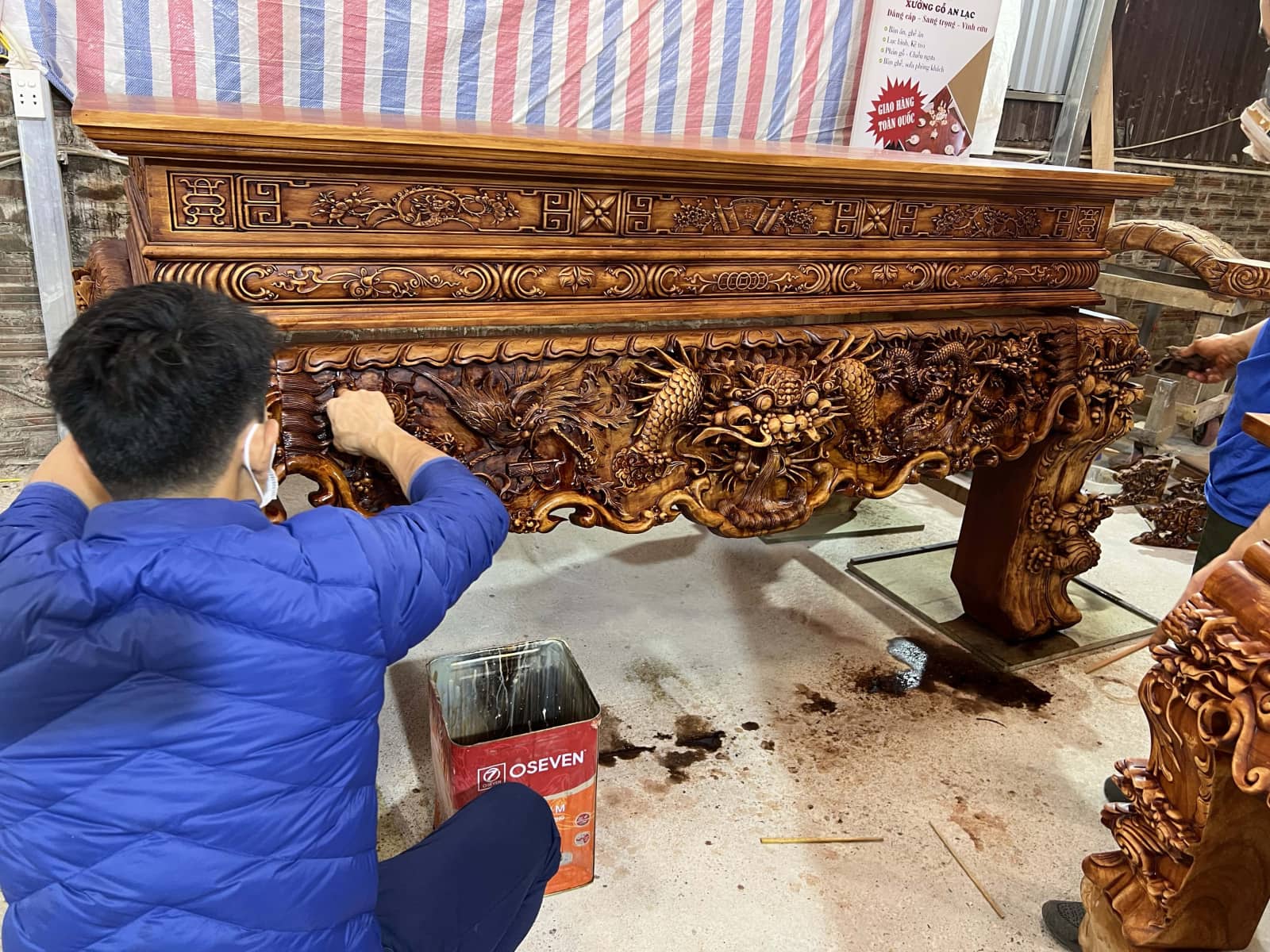Sập thờ Tứ Linh chân 25 gỗ gõ đỏ giao Bắc Giang 32 Sập thờ Tứ Linh chân 25 gỗ gõ đỏ giao Bắc Giang - Ảnh 32