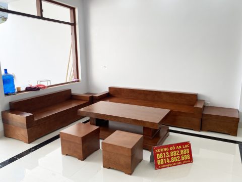 [Bàn Giao] Sofa góc nguyên khối gỗ gõ đỏ tới chú Thuận - Lào Cai