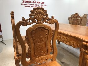 Bộ bàn ăn củ lạc 6 ghế hồng hạc (Anh Tuyên, Cẩm Phả - Quảng Ninh) 28 ghế ăn gỗ gõ đỏ đẹp