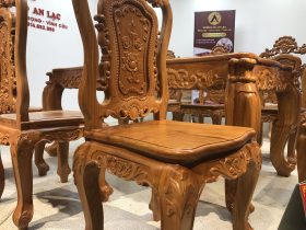 Bộ bàn ăn củ lạc 6 ghế hồng hạc (Anh Tuyên, Cẩm Phả - Quảng Ninh) 29 ghế ăn gỗ gõ đỏ đẹp cao cấp