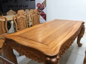 Bộ bàn ăn củ lạc 6 ghế hồng hạc (Anh Tuyên, Cẩm Phả - Quảng Ninh) 20 bàn ăn chữ nhật gỗ gõ đỏ