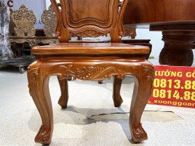 Bộ bàn ăn tròn nguyên khối 6 ghế hoa lá tây gỗ gõ đỏ (Anh Lợi, Hồ Chí Minh) 27 ghế ăn louis hoàng gia hoa lá tây gỗ gõ đỏ