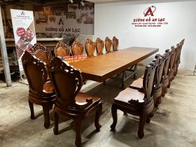 Bộ bàn ăn nguyên khối 4m và 16 ghế louis có tay (Anh Hưởng, Quảng Ninh) 14 bo ban an nguyen khoi 4m va 16 ghe louis co tay 3