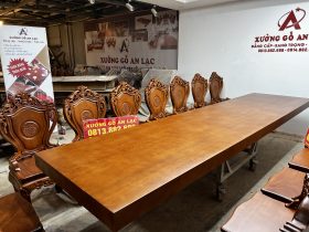 Bộ bàn ăn nguyên khối 4m và 16 ghế louis có tay (Anh Hưởng, Quảng Ninh) 16 bo ban an nguyen khoi 4m va 16 ghe louis co tay 5
