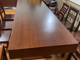 Bàn ăn nguyên khối gỗ gõ đỏ 300x90x15cm (Anh Thái, Hưng Yên) 10 bo ban an nguyen khoi 8 ghe go go do anh thai Hung Yen 2
