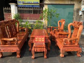 bộ bàn ghế Minh đào quốc chim tay 12 hương đá
