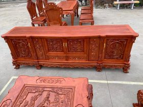 Combo nội thất phòng khách phòng ăn gỗ hương đá cao cấp (Anh Diễn, Ninh Bình) 14 kệ tivi gỗ hương đá