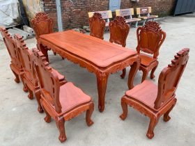 Combo nội thất phòng khách phòng ăn gỗ hương đá cao cấp (Anh Diễn, Ninh Bình) 13 bàn ăn gỗ hương đá bộ 8 món