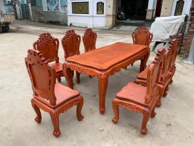 Combo nội thất phòng khách phòng ăn gỗ hương đá cao cấp (Anh Diễn, Ninh Bình) 15 bàn ăn gỗ hương đá cao cấp