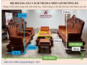 Bàn ghế hoàng gia vách trám khuôn 4 ván 2 gỗ hương đá (anh Đại, Vĩnh Phúc) 23 KÍCH THƯỚC BỘ HOÀNG GIA VÁCH TRÁM 6 MÓN GỖ HƯƠNG ĐÁ