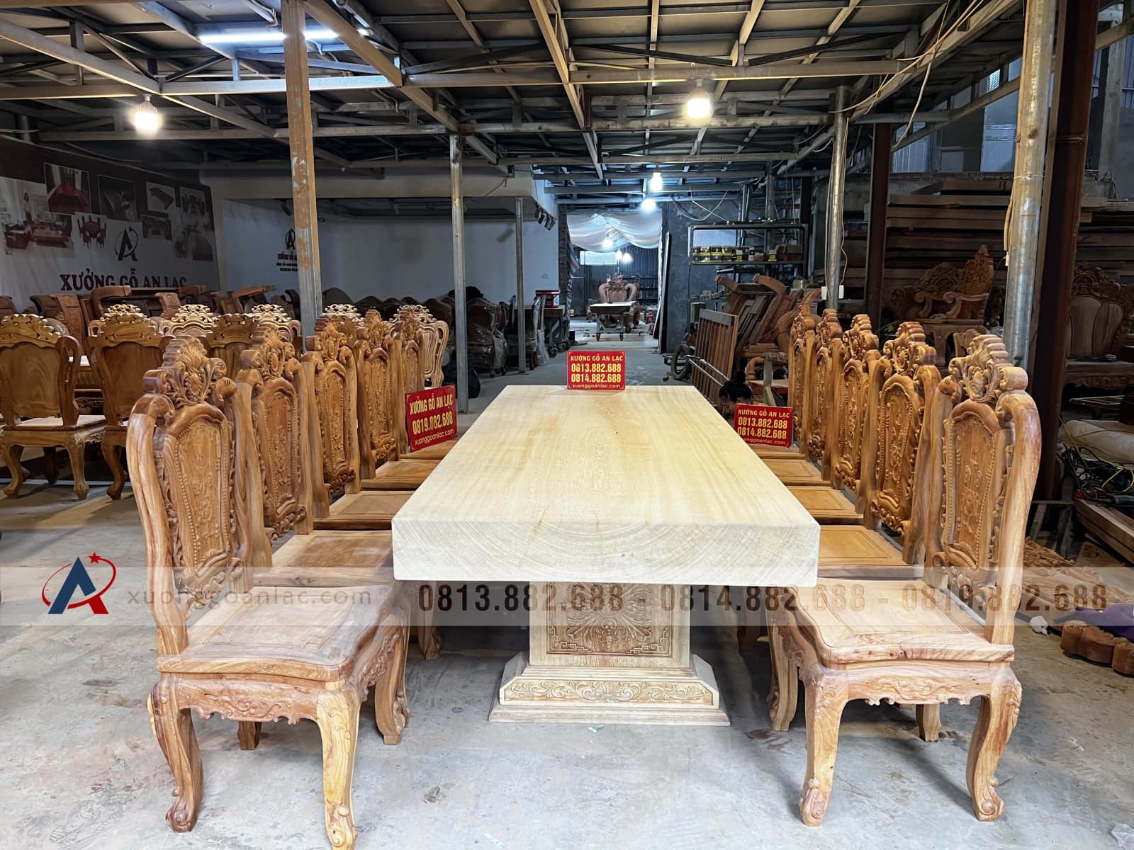 Nguyên mộc bộ bàn ăn 10 ghế bàn 300x100x15cm (Anh Bắc, Hải Dương) 34 Bàn ăn 10 ghế bàn 300x100x15cm