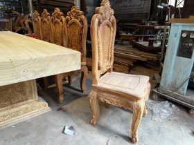 Nguyên mộc bộ bàn ăn 10 ghế bàn 300x100x15cm (Anh Bắc, Hải Dương) 27 ghế ăn louis cổ điển