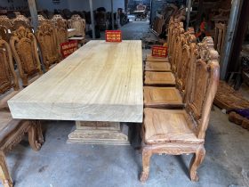 Nguyên mộc bộ bàn ăn 10 ghế bàn 300x100x15cm (Anh Bắc, Hải Dương) 21 Ban an 10 ghe ban 300x100x15cm 4