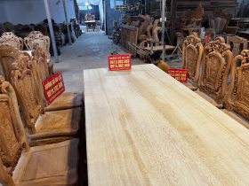 Nguyên mộc bộ bàn ăn 10 ghế bàn 300x100x15cm (Anh Bắc, Hải Dương) 25 Ban an 10 ghe ban 300x100x15cm 8