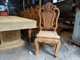Nguyên mộc bộ bàn ăn 10 ghế bàn 300x100x15cm (Anh Bắc, Hải Dương) 26 ghế ăn mẫu louis hồng hạt