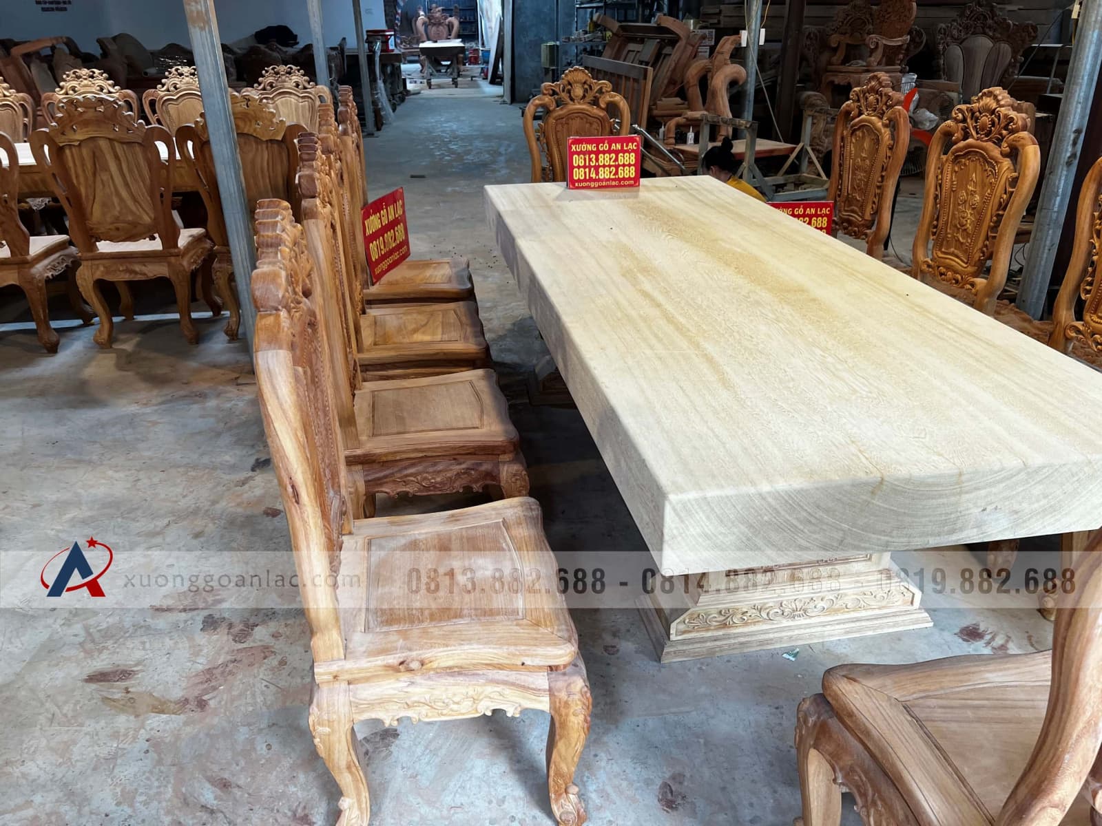Bộ bàn ăn nguyên khối 10 ghế hồng hạt cao cấp gỗ gõ đỏ (Anh Hiếu, Hà Nội) 6 Bộ bàn ăn nguyên khối 10 ghế hồng hạt cao cấp gỗ gõ đỏ (Anh Hiếu, Hà Nội) - Ảnh 6