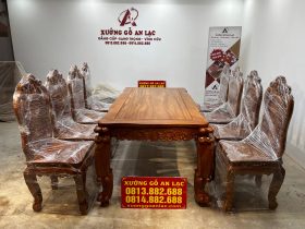 Bộ bàn ăn hoàng gia 8 ghế hồng hạt gỗ hương đá (Anh Quân, Bình Dương) 13 bộ bàn ghế ăn mẫu hoàng gia đẹp nhất 2022