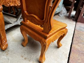 Bộ bàn ăn gỗ gõ đỏ 8 ghế louis hoa lá tây đục hai mặt (Chị Quyên, Hà Nội) 30 ghế ăn louis hoàng gia hoa lá tây gỗ gõ đỏ cao cấp