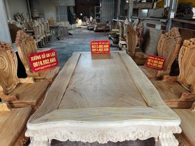 Bàn ăn hoàng gia và 6 ghế louis hoa lá tây có tay đẳng cấp (Anh Trung, Hải Phòng) 17 bàn ăn gỗ gõ đỏ