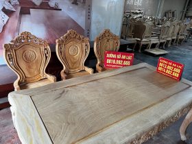 Bàn ăn hoàng gia và 6 ghế louis hoa lá tây có tay đẳng cấp (Anh Trung, Hải Phòng) 18 mẫu bàn ghế ăn gỗ gõ đỏ