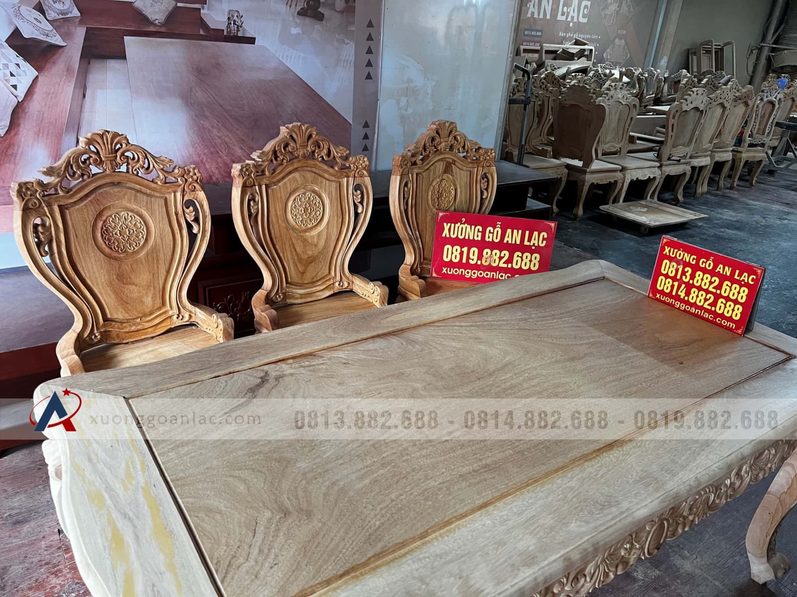Bàn ăn hoàng gia và 6 ghế louis hoa lá tây có tay đẳng cấp (Anh Trung, Hải Phòng) 30 mẫu bàn ghế ăn gỗ gõ đỏ