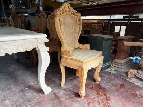 Bàn ăn hoàng gia và 6 ghế louis hoa lá tây có tay đẳng cấp (Anh Trung, Hải Phòng) 21 bàn ghế ăn hoàng gia gỗ gõ đỏ