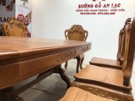 Bộ bàn ăn chữ nhật cua góc 8 ghế louis gỗ gõ đỏ (Chị Huyền, Hà Nội) 23 Ban an go do 8 ghe louis ban chu nhat cua goc 11