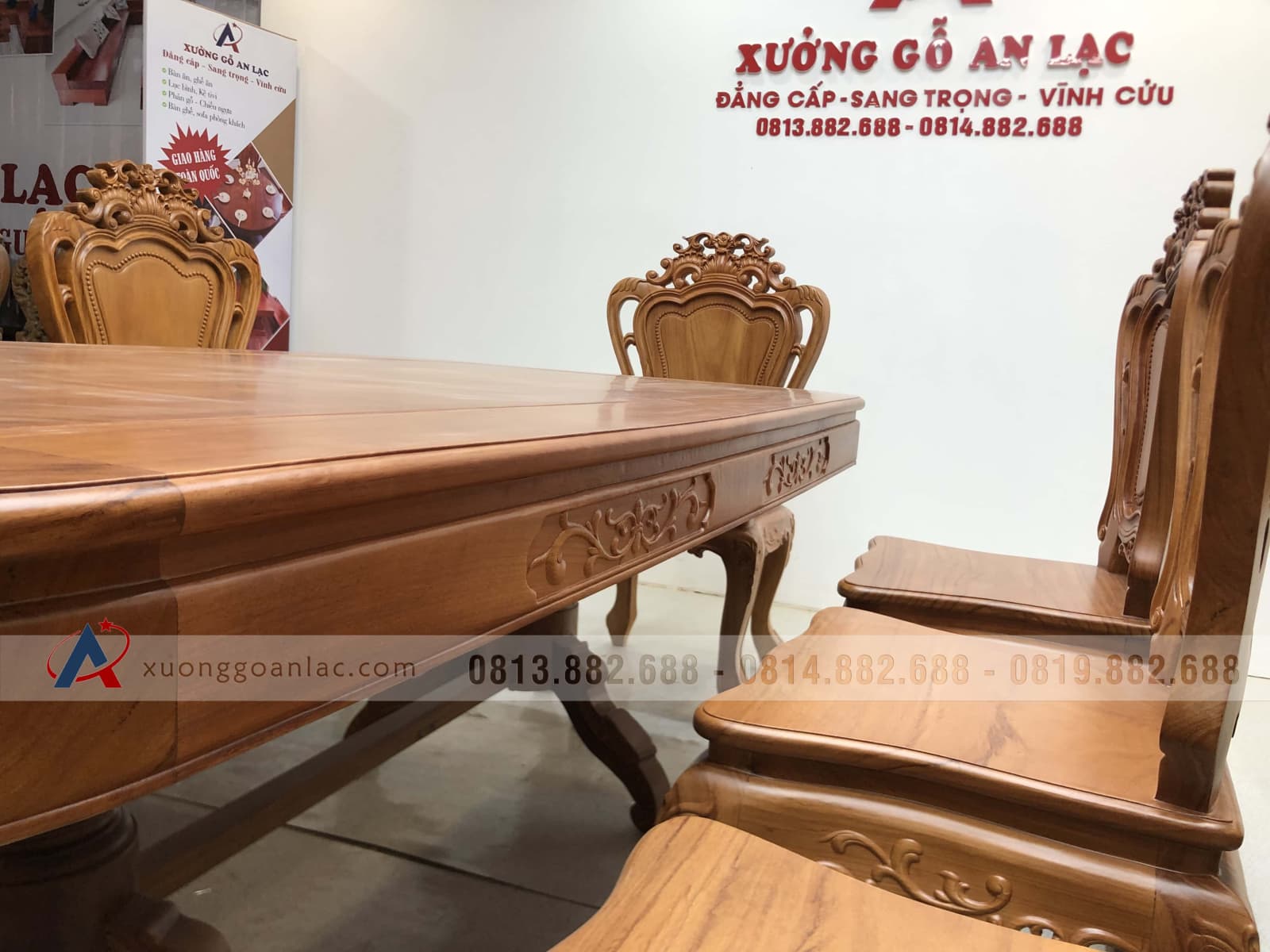 Bộ bàn ăn chữ nhật cua góc 8 ghế louis gỗ gõ đỏ (Chị Huyền, Hà Nội) 12 Bộ bàn ăn chữ nhật cua góc 8 ghế louis gỗ gõ đỏ (Chị Huyền, Hà Nội) - Ảnh 12