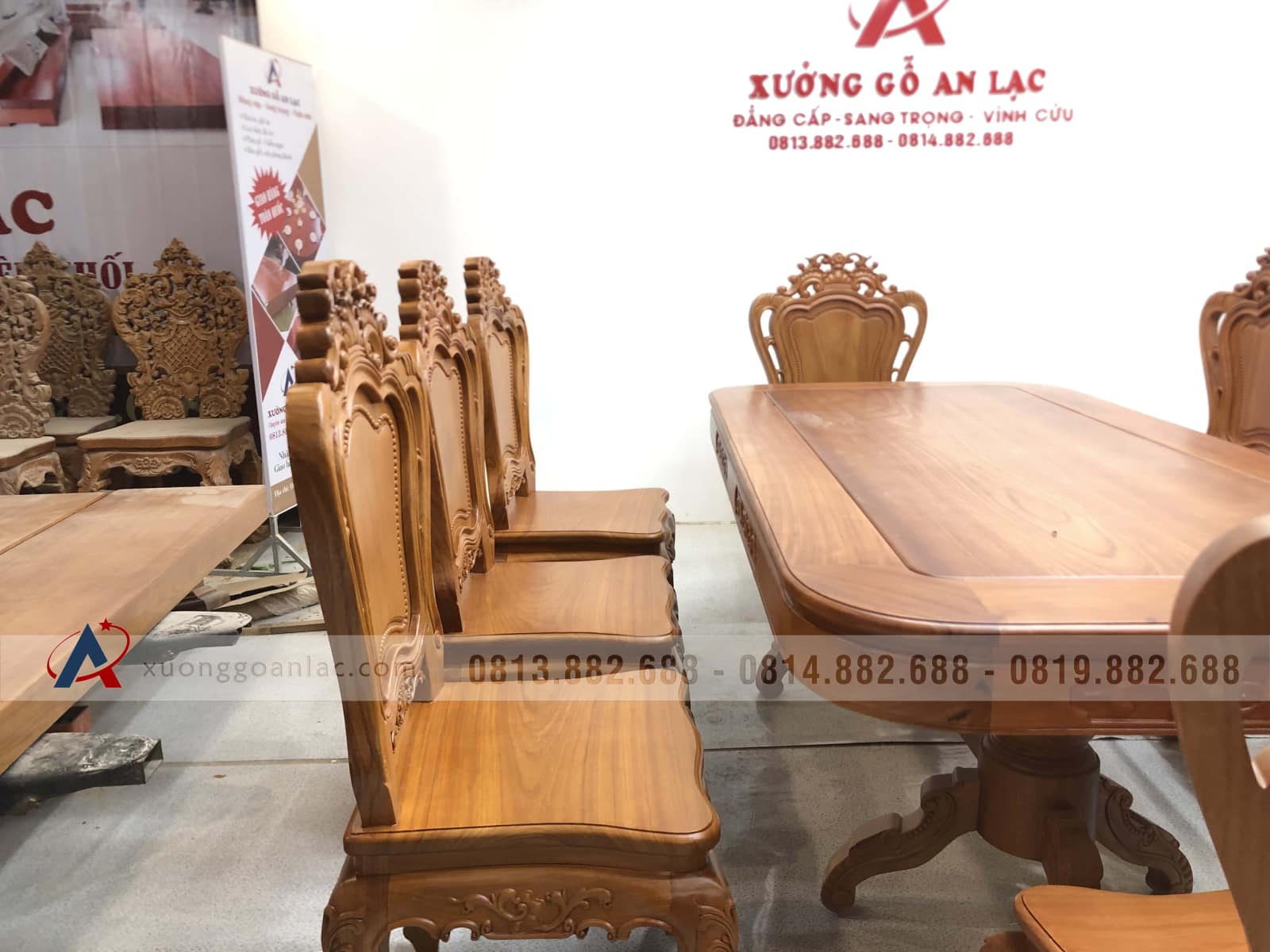 Bộ bàn ăn chữ nhật cua góc 8 ghế louis gỗ gõ đỏ (Chị Huyền, Hà Nội) 30 bàn ăn gỗ gõ đỏ cao cấp 8 ghế
