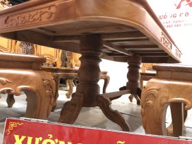 Bộ bàn ăn chữ nhật cua góc 8 ghế louis gỗ gõ đỏ (Chị Huyền, Hà Nội) 19 bàn ăn gỗ gõ đỏ