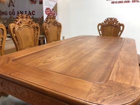 Bộ bàn ăn chữ nhật cua góc 8 ghế louis gỗ gõ đỏ (Chị Huyền, Hà Nội) 21 bàn ăn gỗ gõ đỏ