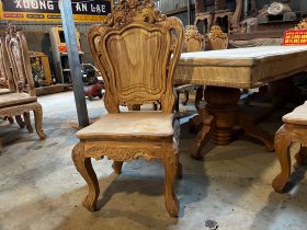 Bàn ăn gỗ gõ đỏ chữ nhật diềm sen dẹo 10 ghế louis hoa lá tây (Chị Hảo - TP. Hồ Chí Minh) 28 ghế ăn louis hoa lá tây