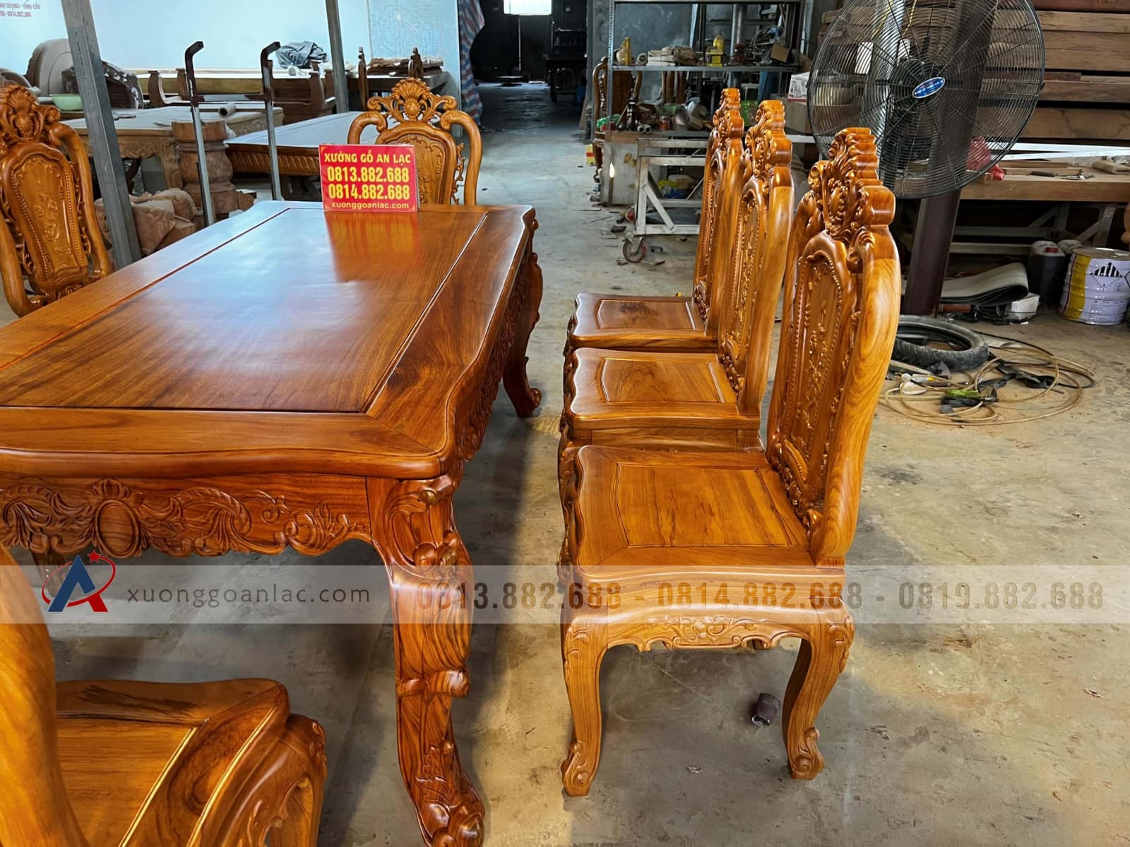 Bộ bàn ăn hoàng gia 200x100cm 8 ghế hồng hạt vip (Anh Dũng, Khánh Hòa) 5 Bộ bàn ăn hoàng gia 200x100cm 8 ghế hồng hạt vip (Anh Dũng, Khánh Hòa) - Ảnh 5