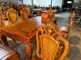 Bộ bàn ăn hoàng gia 200x100cm 8 ghế hồng hạt vip (Anh Dũng, Khánh Hòa) 21 Ban an hoang gia 8 ghe vip ban 200x100cm go go do 7