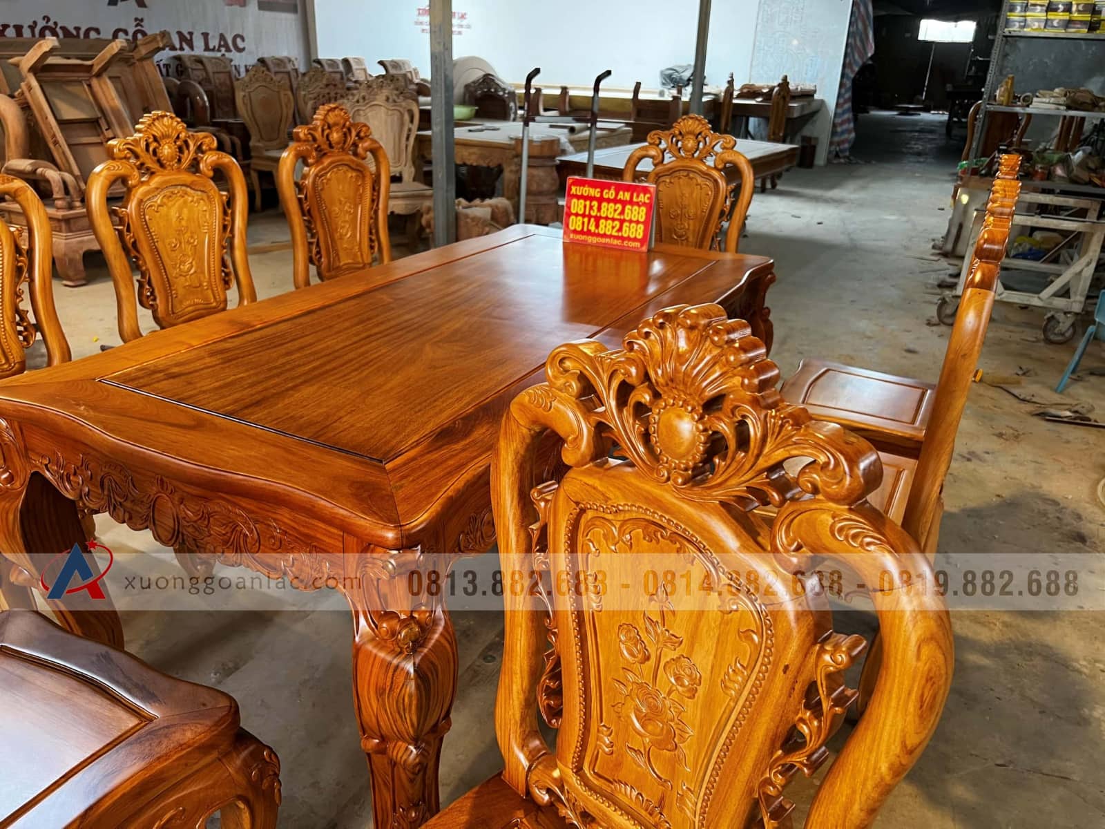 Bộ bàn ăn hoàng gia 200x100cm 8 ghế hồng hạt vip (Anh Dũng, Khánh Hòa) 8 Bộ bàn ăn hoàng gia 200x100cm 8 ghế hồng hạt vip (Anh Dũng, Khánh Hòa) - Ảnh 8