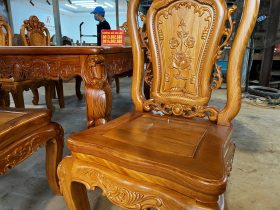 Bộ bàn ăn hoàng gia 200x100cm 8 ghế hồng hạt vip (Anh Dũng, Khánh Hòa) 22 Ban an hoang gia 8 ghe vip ban 200x100cm go go do 8