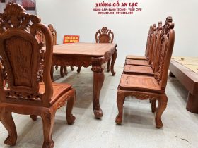 Bộ bàn ăn hoàng gia 10 ghế hồng hạt gỗ hương đá (Bác Lân, Hà Giang) 36 bộ bàn ăn 10 ghế louis