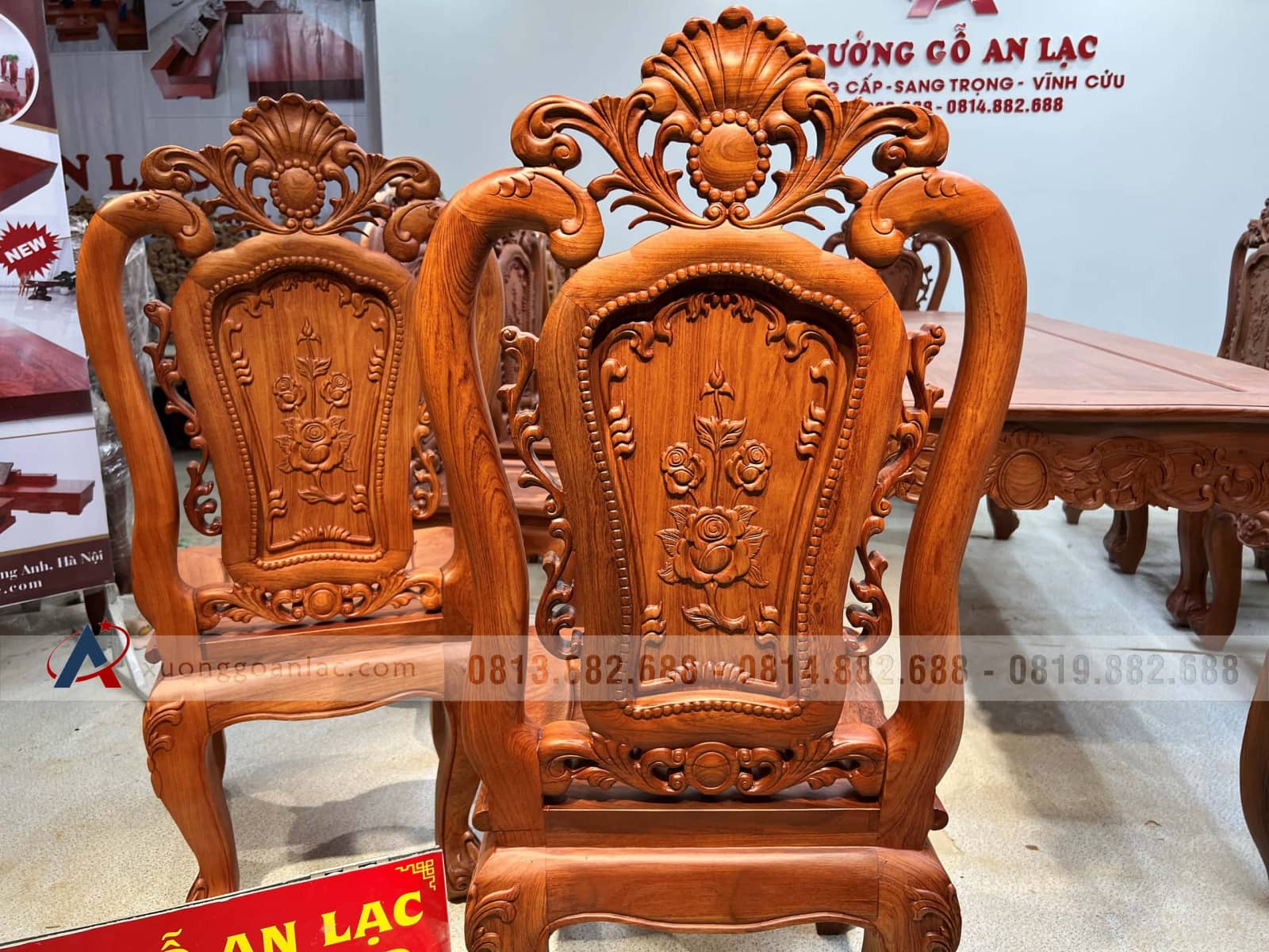 Bộ bàn ăn hoàng gia 10 ghế hồng hạt gỗ hương đá (Bác Lân, Hà Giang) 24 Bộ bàn ăn hoàng gia 10 ghế hồng hạt gỗ hương đá (Bác Lân, Hà Giang) - Ảnh 24
