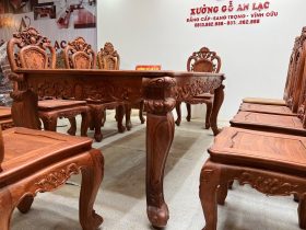Bộ bàn ăn hoàng gia 10 ghế hồng hạt gỗ hương đá (Bác Lân, Hà Giang) 37 bàn ăn gỗ hương đá vip