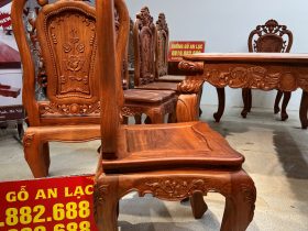 Bộ bàn ăn hoàng gia 10 ghế hồng hạt gỗ hương đá (Bác Lân, Hà Giang) 41 mẫu ghế louis lưng cao