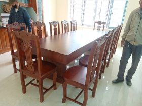 Bộ bàn ăn nguyên khối 12 ghế cây đàn gỗ gõ đỏ (Chú Danh, Hưng Yên) 16 Ban an nguyen khoi 12 ghe dan 04