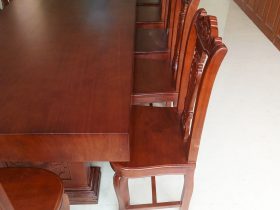 Bộ bàn ăn nguyên khối 12 ghế cây đàn gỗ gõ đỏ (Chú Danh, Hưng Yên) 17 Ban an nguyen khoi 12 ghe dan 05