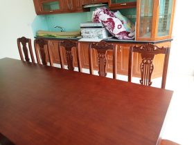 Bộ bàn ăn nguyên khối 12 ghế cây đàn gỗ gõ đỏ (Chú Danh, Hưng Yên) 18 Ban an nguyen khoi 12 ghe dan 06