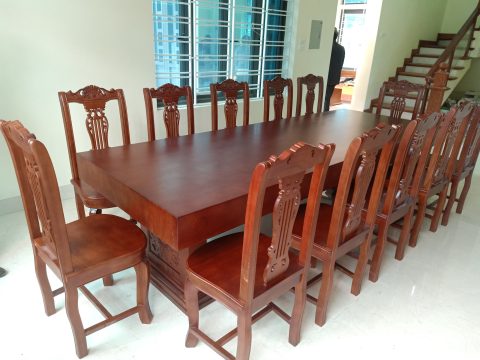 Bàn ăn nguyên khối 12 ghế đàn